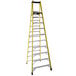 A Bauer yellow fiberglass platform ladder with a steel platform.