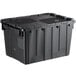 A black plastic Choice medium stackable chafer tote with attached lid.