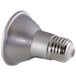 A Satco PAR20 LED light bulb with a silver base.