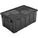 A black Choice stackable chafer tote with attached lid.