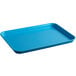 A blue rectangular Cambro market tray with a handle.