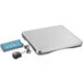 An AvaWeigh pizza scale with a grey scale and a blue wireless digital display.