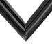A close up of a black corner of a Galaxy Gasket for GRI-20 Reach-In Refrigerators and Freezers.