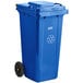 A blue Lavex wheeled rectangular recycle bin.