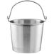 A close-up of a silver Vollrath stainless steel bucket with a handle.