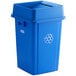 A blue Lavex square recycle bin with a swing lid and recycle symbol.