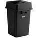 A black square Lavex trash can with a swing lid.