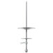 A white round metal skewer set with a metal pole.