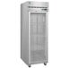 A large stainless steel Hoshizaki pass-through refrigerator with glass doors.