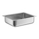 A stainless steel square sink bowl.