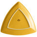 A yellow triangle shaped Tuxton Concentrix china plate.