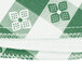 A close-up of a green and white checkered vinyl table cover.