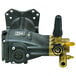 A black and gold Simpson Triplex horizontal pump kit with a white background.