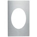 A silver rectangular adapter plate with a white oval.