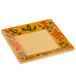 A square Venetian plate with a painted flower design.