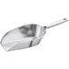 A silver Choice flat bottom aluminum scoop with a handle.