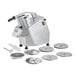 AvaMix continuous feed food processor with circular discs and a handle.