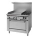 A stainless steel Garland SunFire series gas range with a door.
