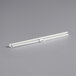 A silver metal tube with a white handle.
