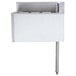 A stainless steel rectangular counter with a corner sink.