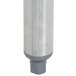 A close-up of a stainless steel pipe with a grey cap.