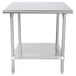 An Advance Tabco stainless steel work table with undershelf.