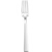 A silver fork with a white background.