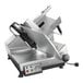 A Bizerba meat slicer with a metal blade and a handle.