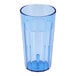 A Cambro slate blue plastic tumbler with a clear bottom.