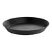 A black round plastic fast food basket with a woven pattern.