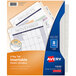 A package of Avery clear plastic dividers with a blue and white label.