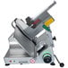 A Bizerba meat slicer with a green and red handle.