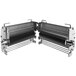 A pair of metal Bizerba Julienne liftout strip cutter racks.