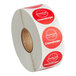 A roll of red Point Plus Cheeseburger labels.