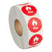 A roll of Point Plus red fire labels with white text.