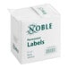 A box of Noble Products 2-inch by 2-inch permanent blank labels containing 500 labels per roll.