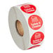 A roll of 1000 white Point Plus Turkey & Cheese labels with red text on a white background.