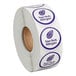 A roll of white and purple Point Plus Tree Nuts Allergen labels with a purple background.