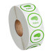 A roll of Point Plus green Paleo labels with the word "Paleo" on them.