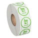 A roll of white paper with green and white round Point Plus stickers.