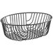 An Acopa black metal wire basket with a handle.