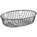 An Acopa black metal wire basket with a handle.