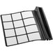An Avantco black and white rectangular air filter with a black handle.