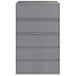 A gray steel Hirsh Industries lateral file cabinet with five drawers.