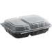 A Choice black plastic hinged container with two compartments.