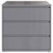 A Hirsh Industries arctic silver steel file cabinet with three drawers.
