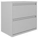 A white Hirsh Industries lateral file cabinet with two drawers.