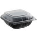 A black plastic container with a lid.