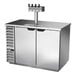 A stainless steel Beverage-Air kegerator with two beer taps.