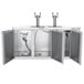 A stainless steel Beverage-Air kegerator with two taps.